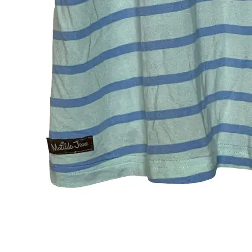 Matilda Jane Matilda Jane T-Shirt Size Small Blue Striped Stretch Blend Womens 3/4 Sleeve