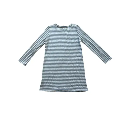 TOAD&CO Windmere II Dress Women's Medium Navy White Stripe Long Sleeve Pockets Blue