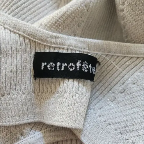 Retrofete Silver Metallic Dress Cut Out Open Back Sleeveless Size XS