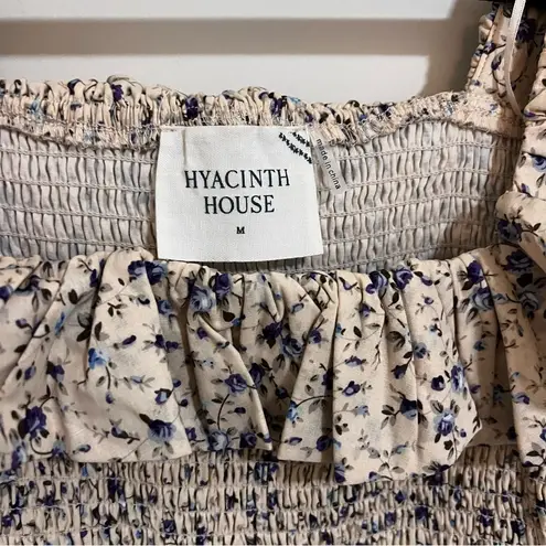 Hyacinth House Puff Sleeve Lavender Floral Ruffle Freesia Mini Dress Blue Size M