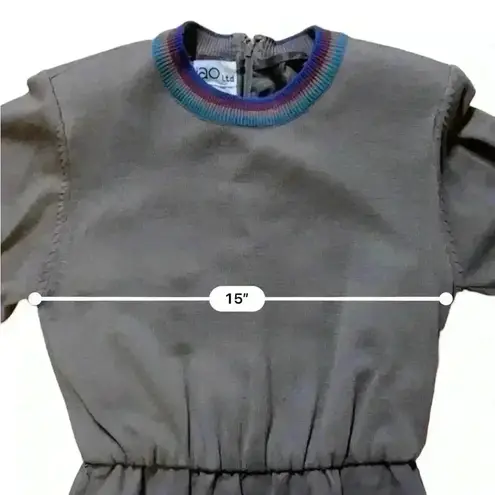 Vintage Ciao Ltd Plaid Sweater Gray Taupe Suede Dress Jacket 2 Piece Set Size 4 Multiple