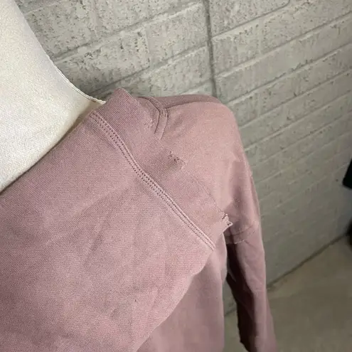 Peace Love World Mauve Raw Edge Crewneck Distressed Casual Sweatshirt Size XS