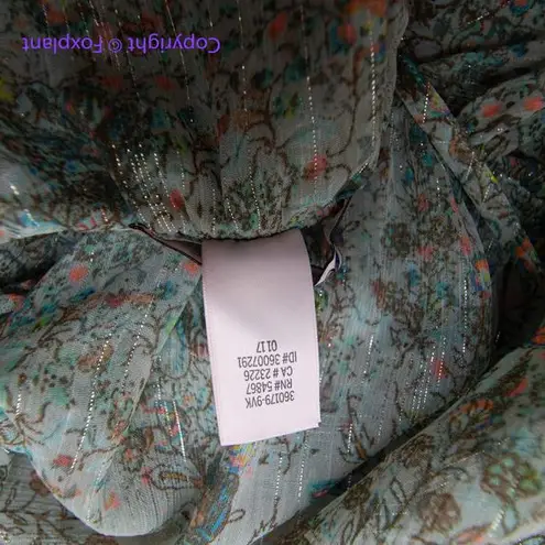 Victoria's Secret New!  ruffle babydoll green flowers & metallic thread, size‎ S