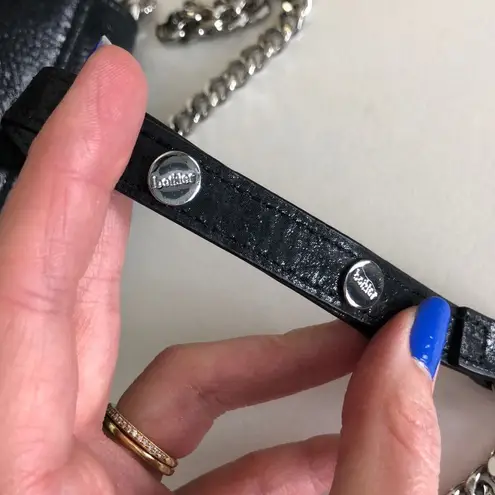 Botkier Black Leather Crossbody Silver Chain Zipper Accent Bag