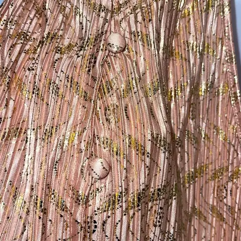 Anthropologie By  Womens Vickie Shimmering Pleated Halter Top Peach Gold Small‎