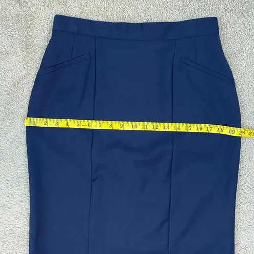 Hugo Boss BOSS by Wool Pencil Skirt Womens Size 8 Navy Blue Corpcore Work