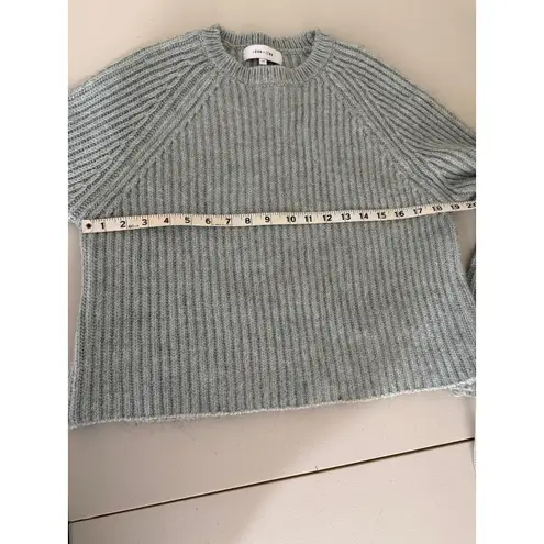 John + Jenn Revolve Dusty Blue Alpaca Blend Knit Bell Sleeve Sweater Top Small