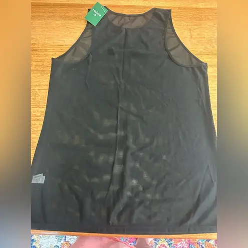 Halara NWT Sheer Round Neck Mesh Longline Running Tank Top Sz XL black