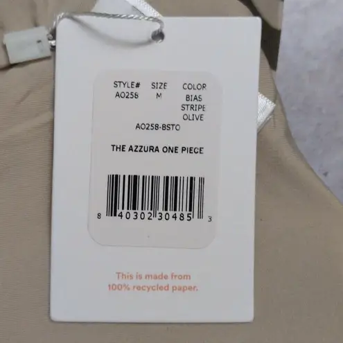 ANDIE Azzura One Piece Bias Stripe Olive Swimwear Bathing Suit Size M New