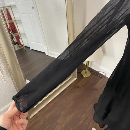 Msk Whimsygoth Boho Witchy Black Frilly Micro Mesh Layered Mini Midi Dress S