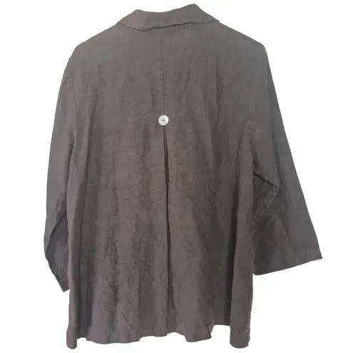 Habitat Clothes To Live In Brown Button-Down Women's Top Linen Lagenlook Large