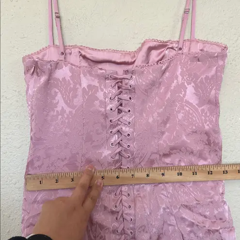 House Of CB  S D-DD plus cu Ophelle Pink Jacquard Lace Up Bodycon Midi Dress NWOT