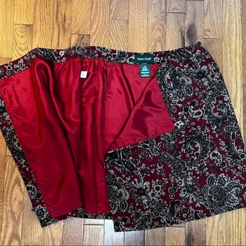 Hunt Club Dark Burgundy Paisley Wrap Skirt