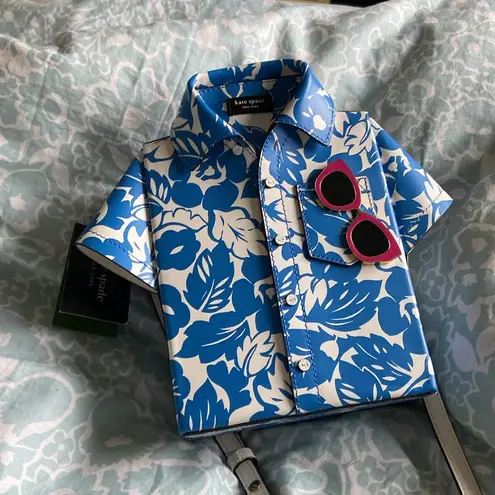 Kate Spade  Playa Printed 3D Shirt Crossbody Summer Night Multi Floral Blue