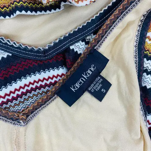 Karen Kane Colorful Chevron Stripes Printed Knee-Length Preppy Sleeveless Dress