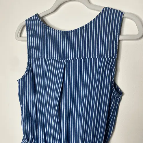 Kori America Striped Scoop Neck Sleeveless Tie Waist Romper Blue Size Small