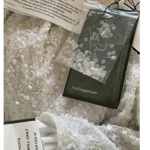 Mac Duggal Size 12 NEW One Shoulder White Sequined Mini Dress 5263 FLAW