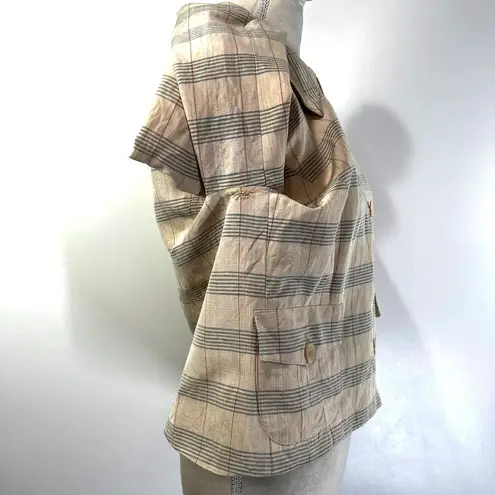 Vintage BCBG Maxazria Silk Blazer Striped Windowpane Blue Size 10