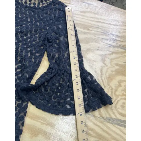 Simply Noelle Black Open Lace Crochet Bell Sleeves Size L/XL Whimsygoth Fairy