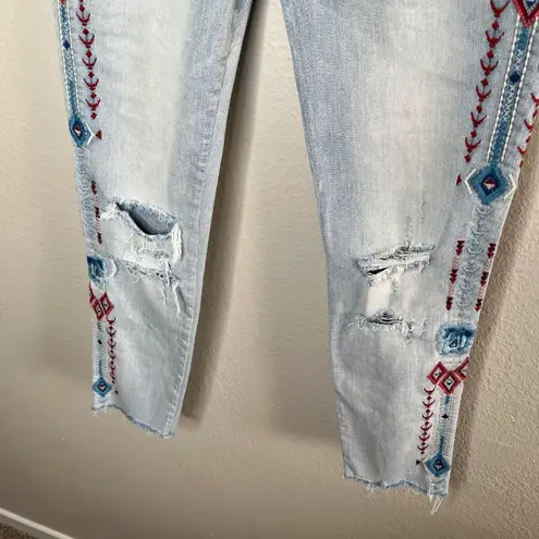 Driftwood Womens Jackie High Rise Slim Leg Embroidered Jeans Size 27