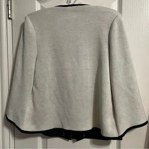 Misook Collection Ivory Crossover Knit Zip Jacket