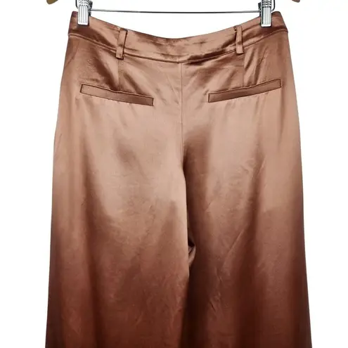 Retrofête Retrofete Wide Leg Pleated Pant Size Medium? Brown/Gold Satin