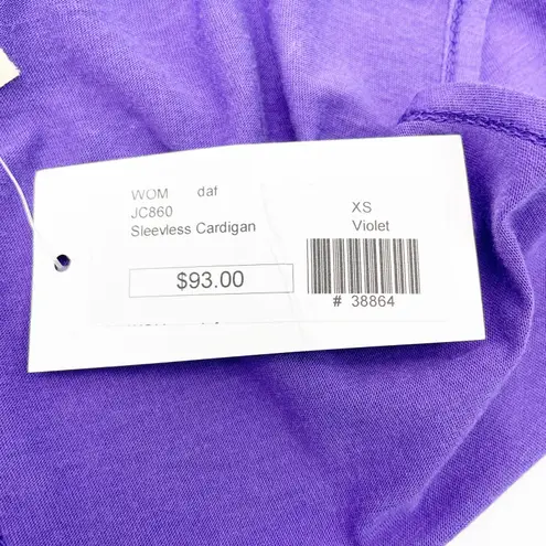 NEW Daftbird Womens XS Sleeveless Cardigan Violet Purple Pockets Jersey Minimal