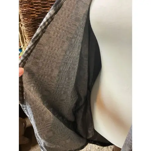 Riah Fashion Gray Open Plaid Cardigan with Pockets L