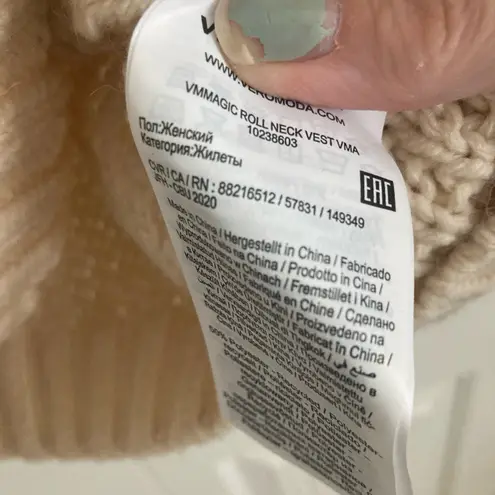 VERO MODA AWARE by Womans Cowl Neck Sweater Vest Size S Beige