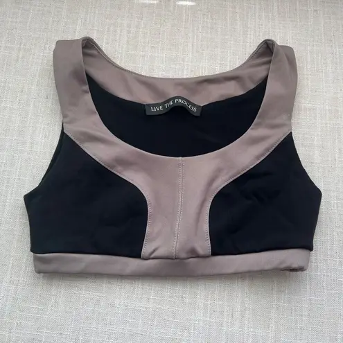 live the process , Brown and Black Sports Bra| Size XS