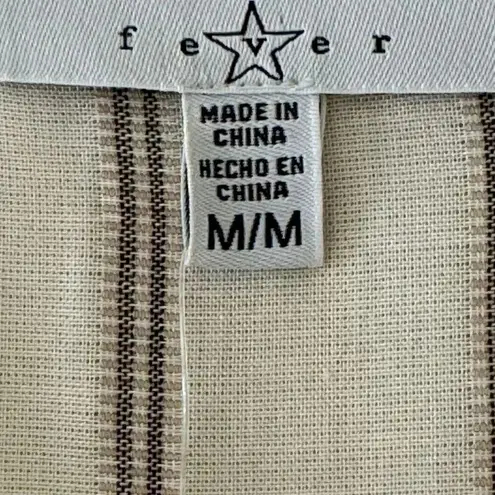 NWT Fever 3/4 Sleeve Blouse, Tan/Ivory Stripes Lace Bohemian Gypsy Sz M #1842 White Size M