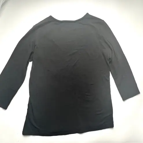 Rebecca Malone  Women’s  3/4 Sleeve Embellished Design Front Crewneck Blouse Sz S