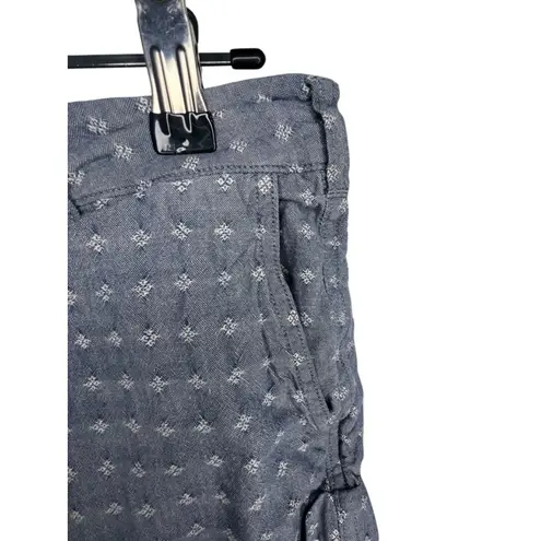 Jack Wills Jack Willis Blue Jacquard Embroidered Patterned Rolled Hem Cotton Shorts