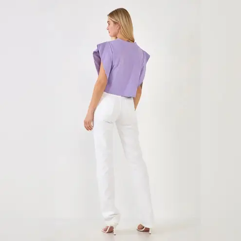 Endless Rose  Drop Shoulder Crop Top Lilac Size M