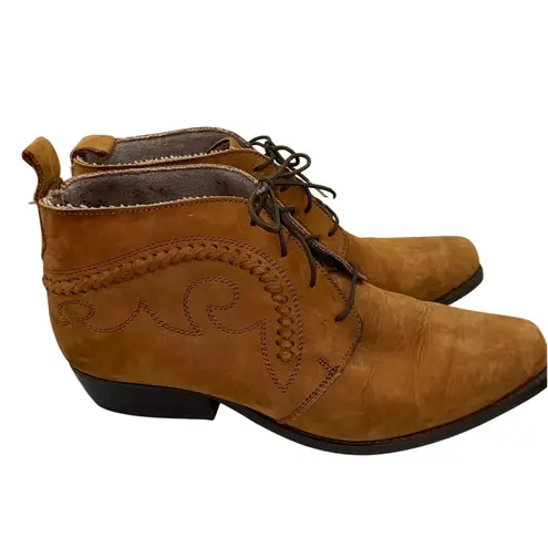 Dingo Vintage Women’s Tan Suede Lace Up Ankle Boots Western Coastal Cowgirl 9