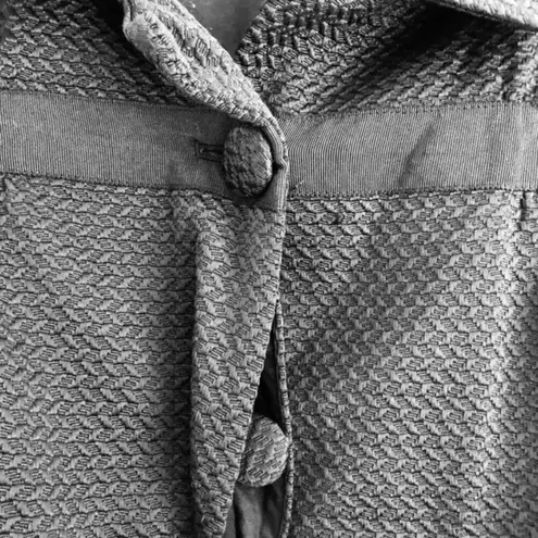 barney's new york Cape Jacket L Black Woven Texture Luxury Herringbone