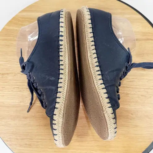 Patricia Nash Emiliana Lace Up Leather Espadrille Sneakers Navy Blue 7