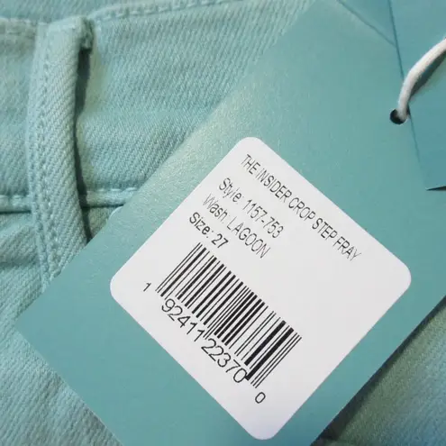 NWT Mother Insider Crop Step Fray in Play Date Lagoon Stretch Jeans 27 Green