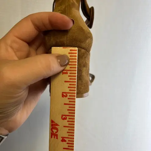 Gianvito Rossi Brown Suede Ankle Strap Block Heel Sandals Size 37.5