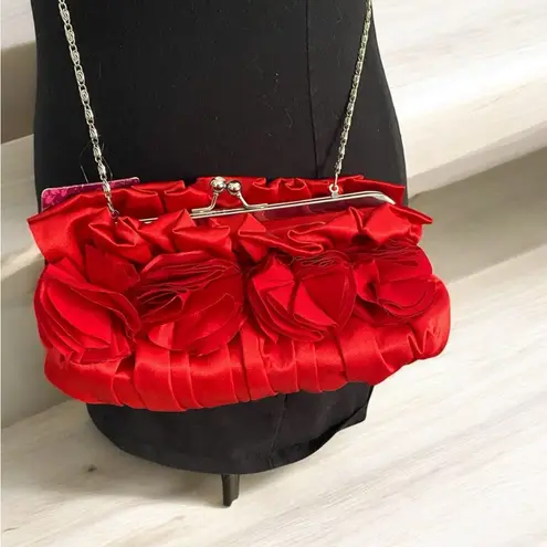 Lulu Townsend Red Satin Evening Handbag Crossbody or Clutch NWT See Descript