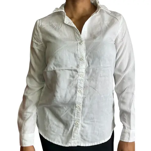 Chelsea & Theodore White Long Sleeve Button Down Shirt Career Office Work Casual