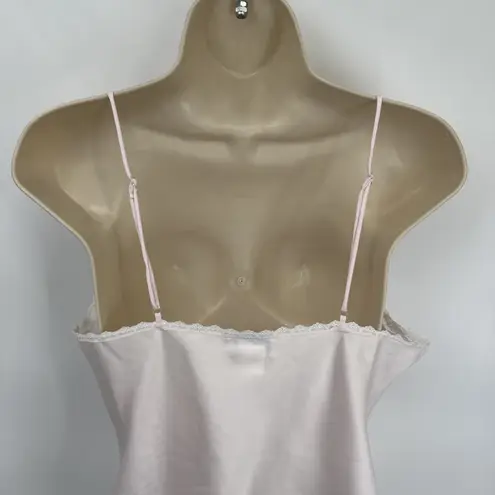 Vintage 80s Sara Beth Satin Cami Top Small Pink White Lace Embroidered Beaded