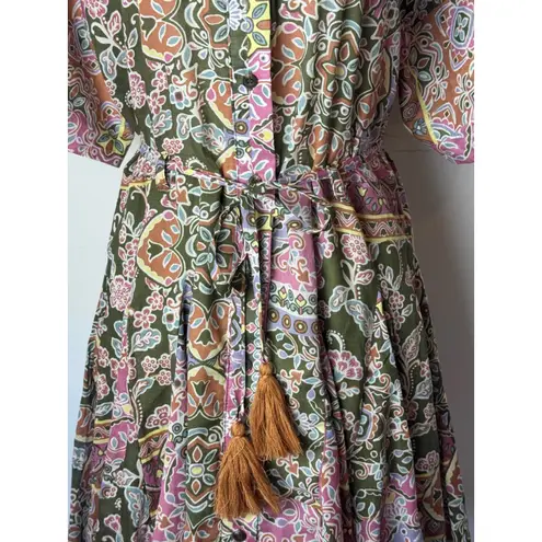 Dress Forum Dress Women Small Green Floral Paisley Elaina Button Down Shirt Mini