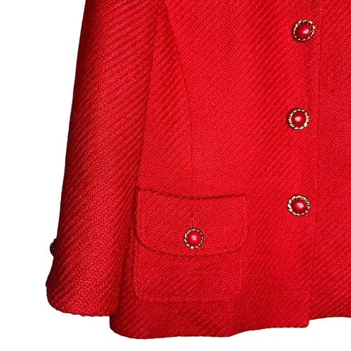 Kasper  Vintage Tweed Blazer Red Gold Hardware Fancy Buttons Size 10p