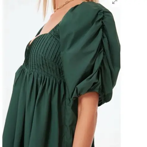 Tuckernuck Hyacinth House Sasha Mini Emerald Green Puff Sleeve Babydoll dress M