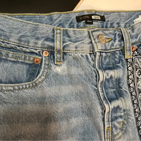 Maje Pandana Jeans Distressed Denim Patchwork Quilt Bandana Print Patches FR40 8