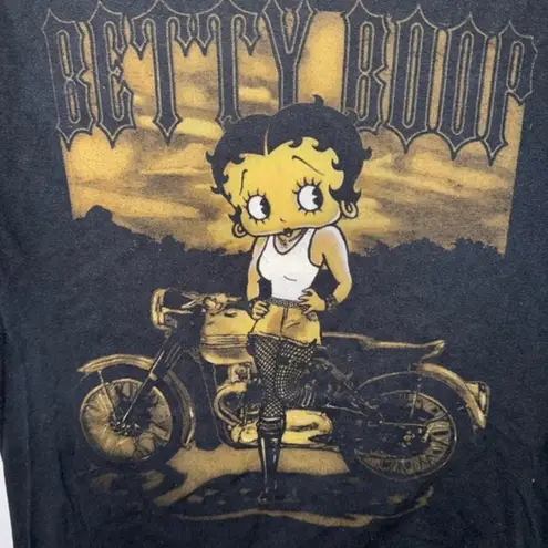 Betty Boop Y2K Unisex Betty Boop Black Biker Graphic Tee-Size Small