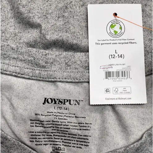 Warm & Toasty Long Sleeve Grey Sleep Top Joyspun NEW Size L