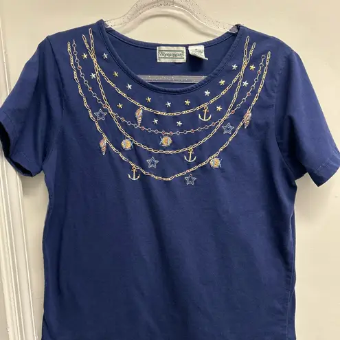 Nautical Embroidered Navy T