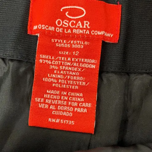 Oscar de la Renta Women's Black Midi Embroidered Skirt Size 12